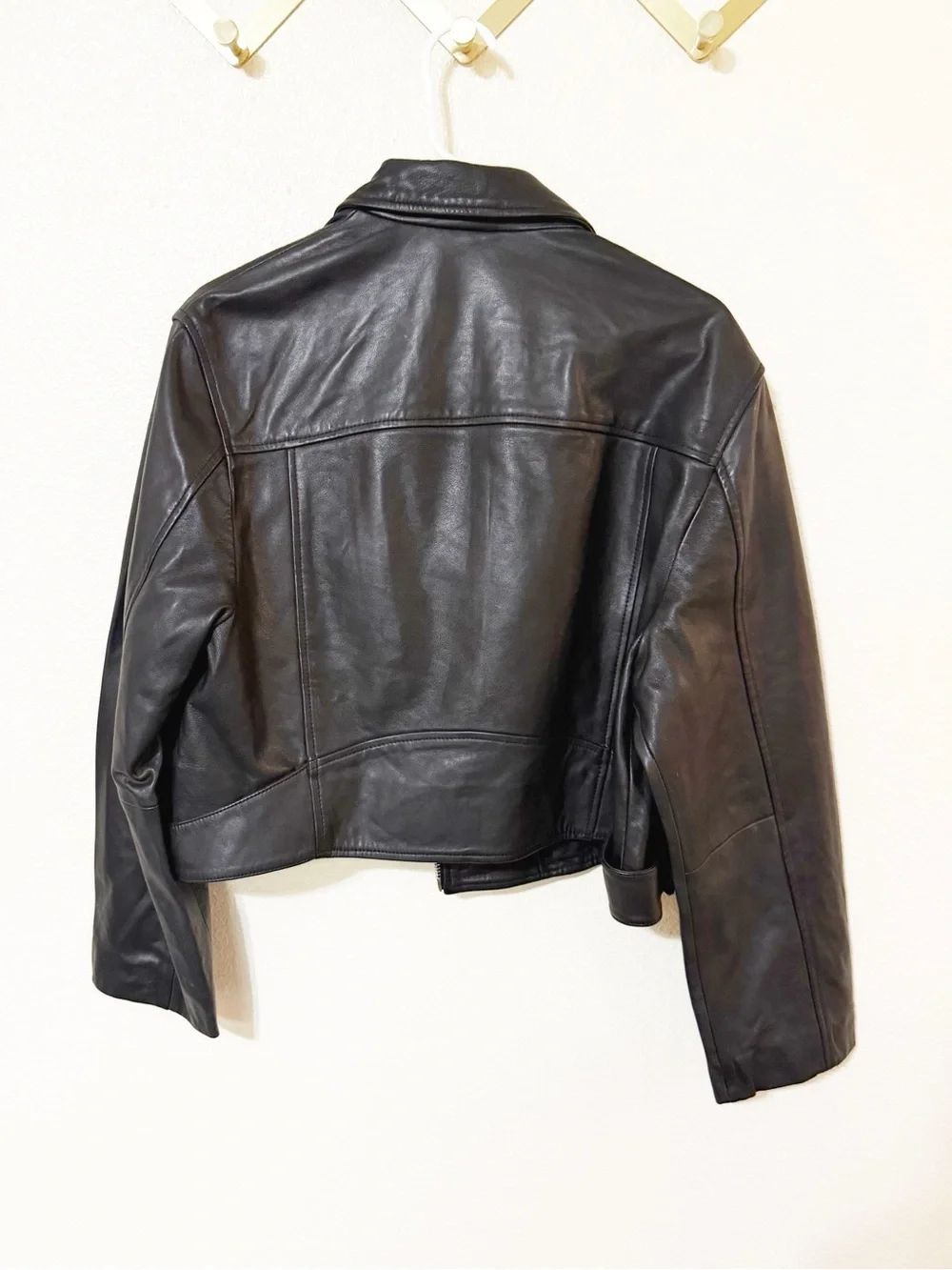All Saints Masone Leather Zip Open Sleeve Moto Asymmetrical Jacket Medium $649 - Picture 8 of 9